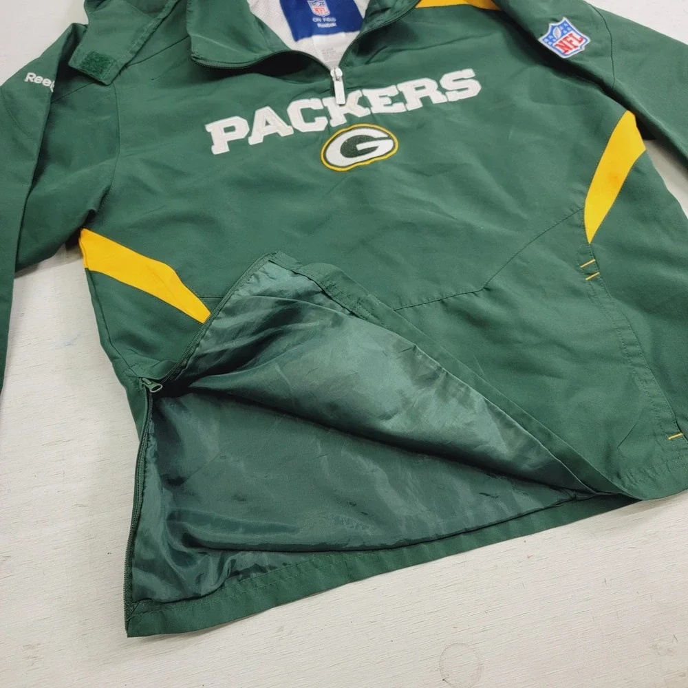 Green Bay Packers Jacket Youth Boys Sz M (12-14) Reebok NFL Windbreaker‎ Jacket